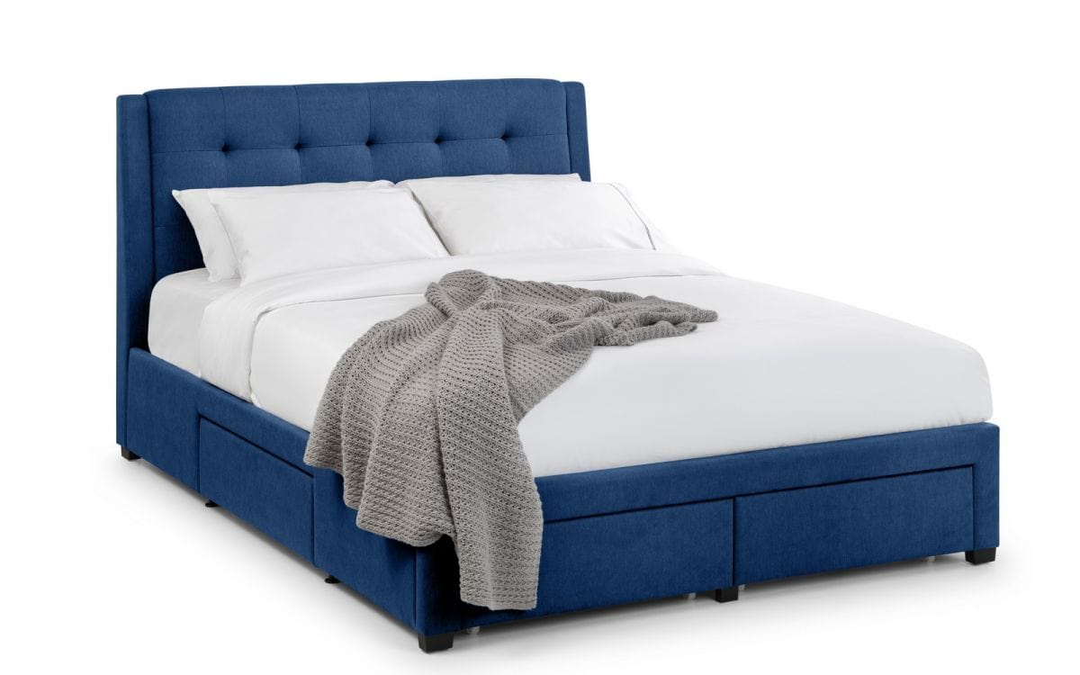 Julian Bowen Fabric Bed Fullerton 4 Drawer Bed - Blue Bed Kings