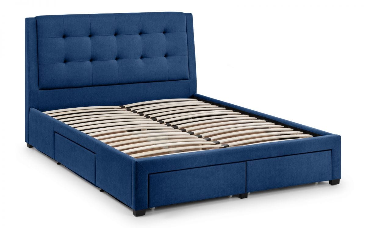 Julian Bowen Fabric Bed Fullerton 4 Drawer Bed - Blue Bed Kings