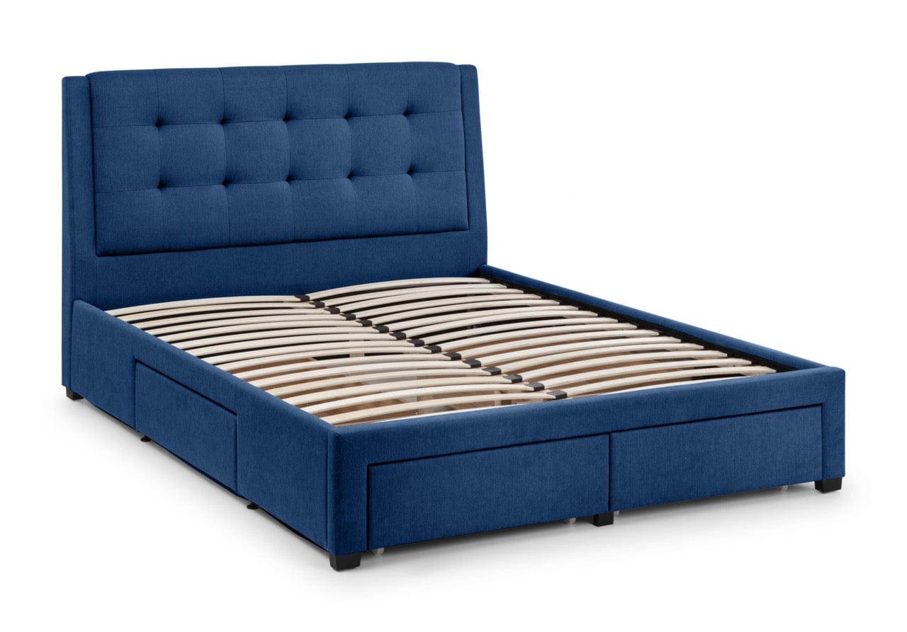 Julian Bowen Fabric Bed Fullerton 4 Drawer Bed - Blue Bed Kings