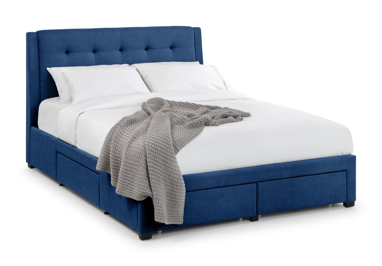 Julian Bowen Fabric Bed Fullerton 4 Drawer Bed - Blue Bed Kings