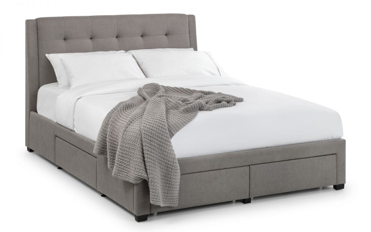 Julian Bowen Fabric Bed Fullerton 4 Drawer Bed - Grey Bed Kings