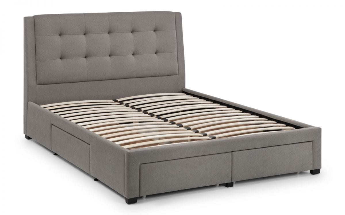 Julian Bowen Fabric Bed Fullerton 4 Drawer Bed - Grey Bed Kings