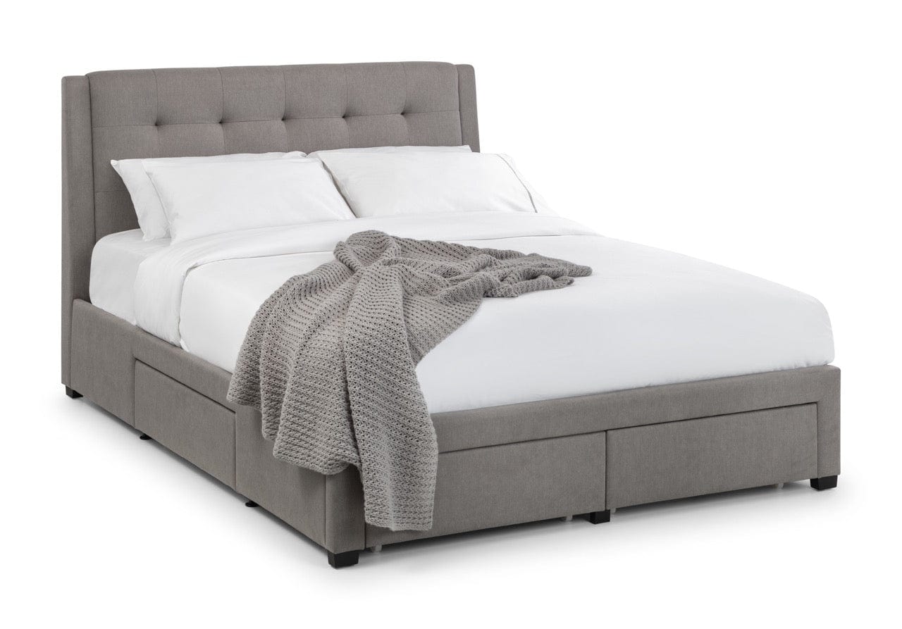 Julian Bowen Fabric Bed Fullerton 4 Drawer Bed - Grey Bed Kings