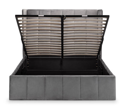 Julian Bowen Fabric Bed Gatsby Storage Ottoman Bed - Light Grey Bed Kings