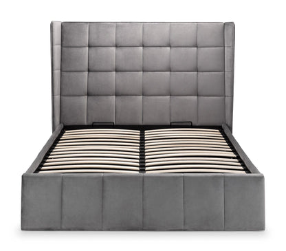 Julian Bowen Fabric Bed Gatsby Storage Ottoman Bed - Light Grey Bed Kings