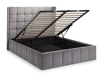 Julian Bowen Fabric Bed Gatsby Storage Ottoman Bed - Light Grey Bed Kings