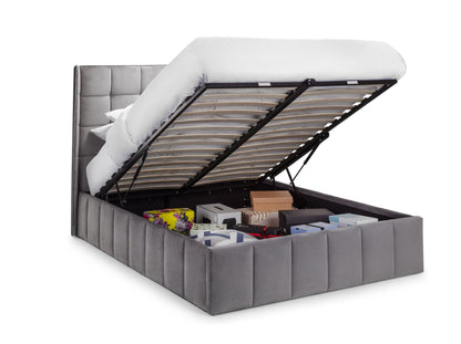 Julian Bowen Fabric Bed Gatsby Storage Ottoman Bed - Light Grey Bed Kings