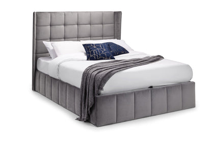 Julian Bowen Fabric Bed Gatsby Storage Ottoman Bed - Light Grey Bed Kings