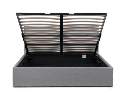 Julian Bowen Fabric Bed King 150cm 5ft Rialto Lift-Up Storage Bed In Linen Fabric - Light Grey Bed Kings