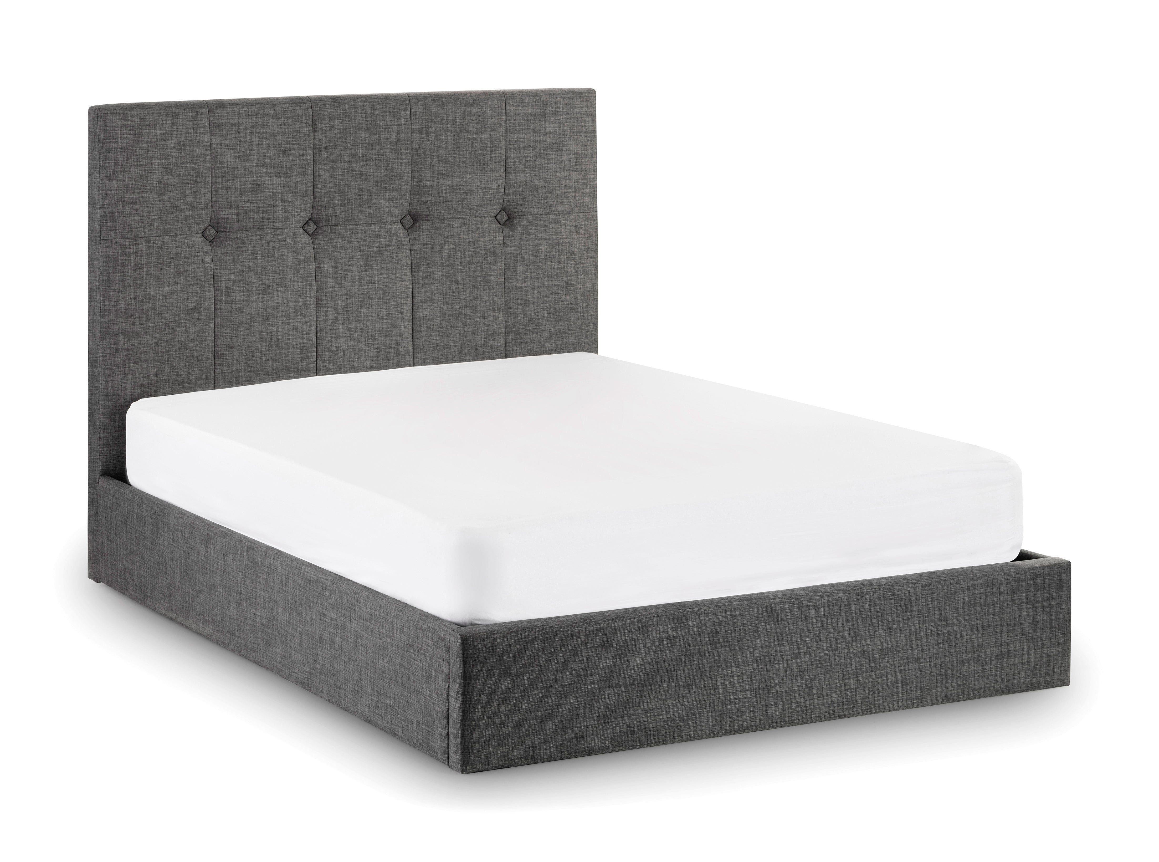 Julian Bowen Fabric Bed King 150cm 5ft Sorrento Lift-Up Fabric Storage Bed - Slate Linen Bed Kings