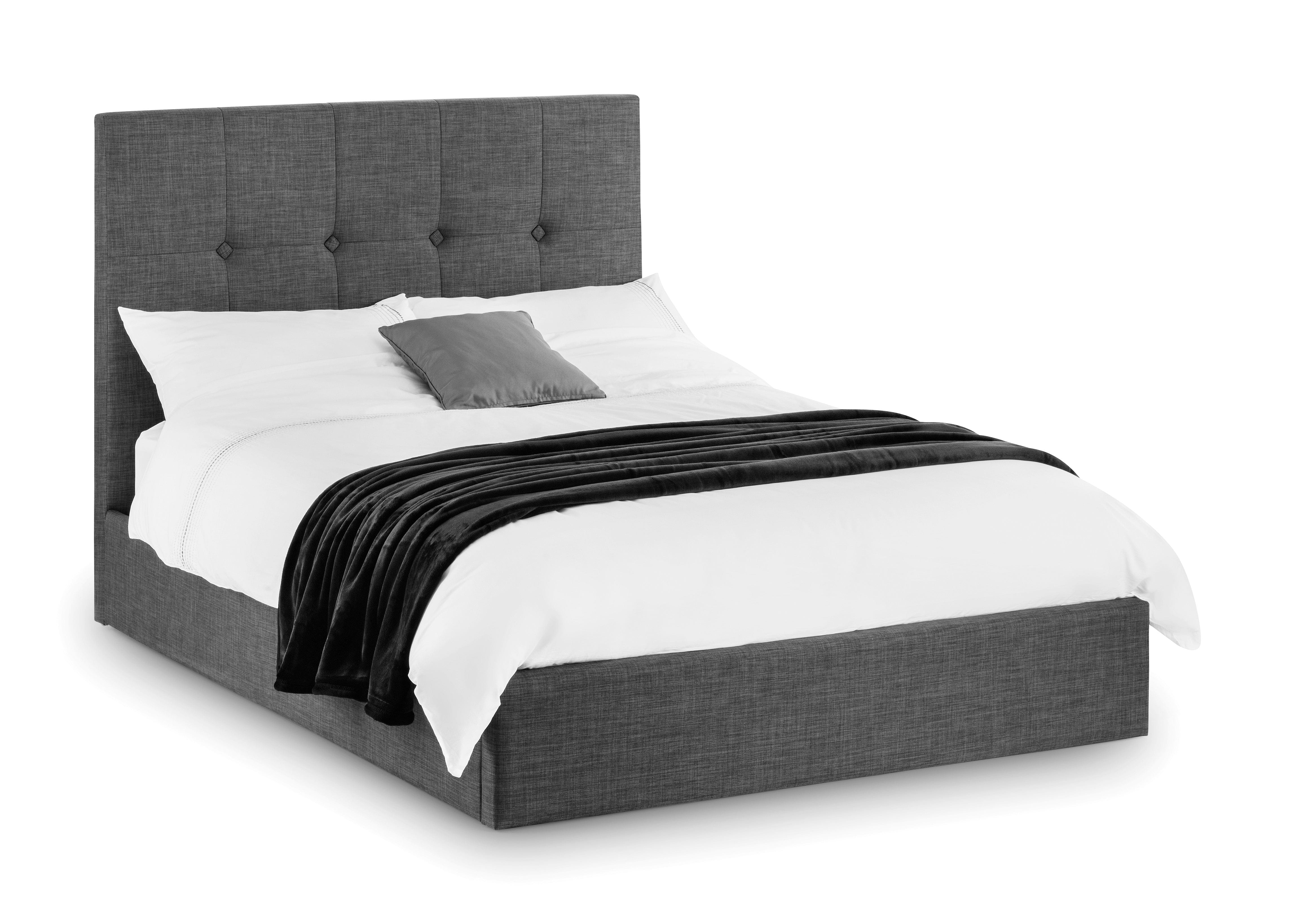 Julian Bowen Fabric Bed King 150cm 5ft Sorrento Lift-Up Fabric Storage Bed - Slate Linen Bed Kings