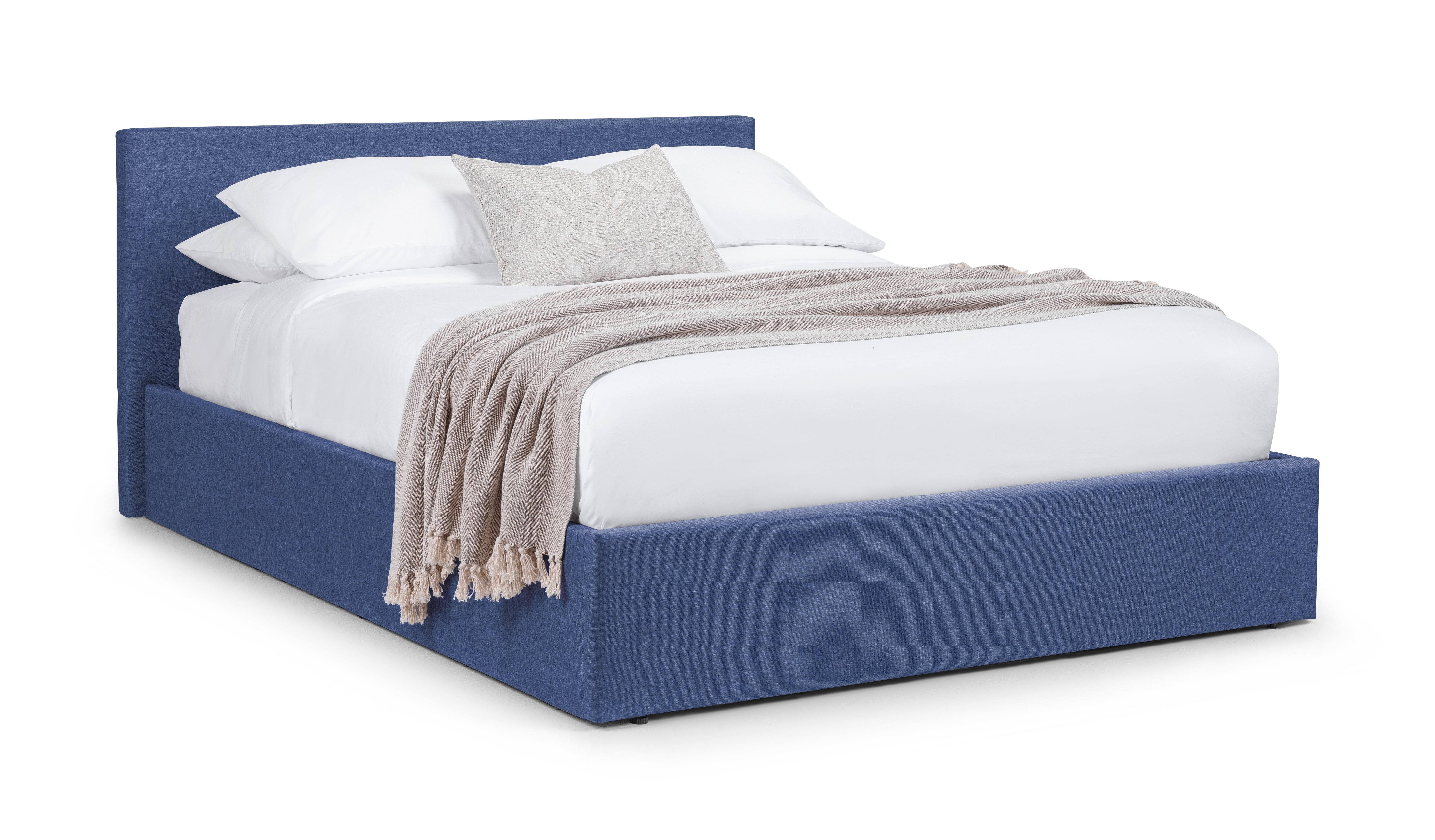 Julian Bowen Fabric Bed Rialto Lift-Up Storage Bed - Blue Linen Bed Kings