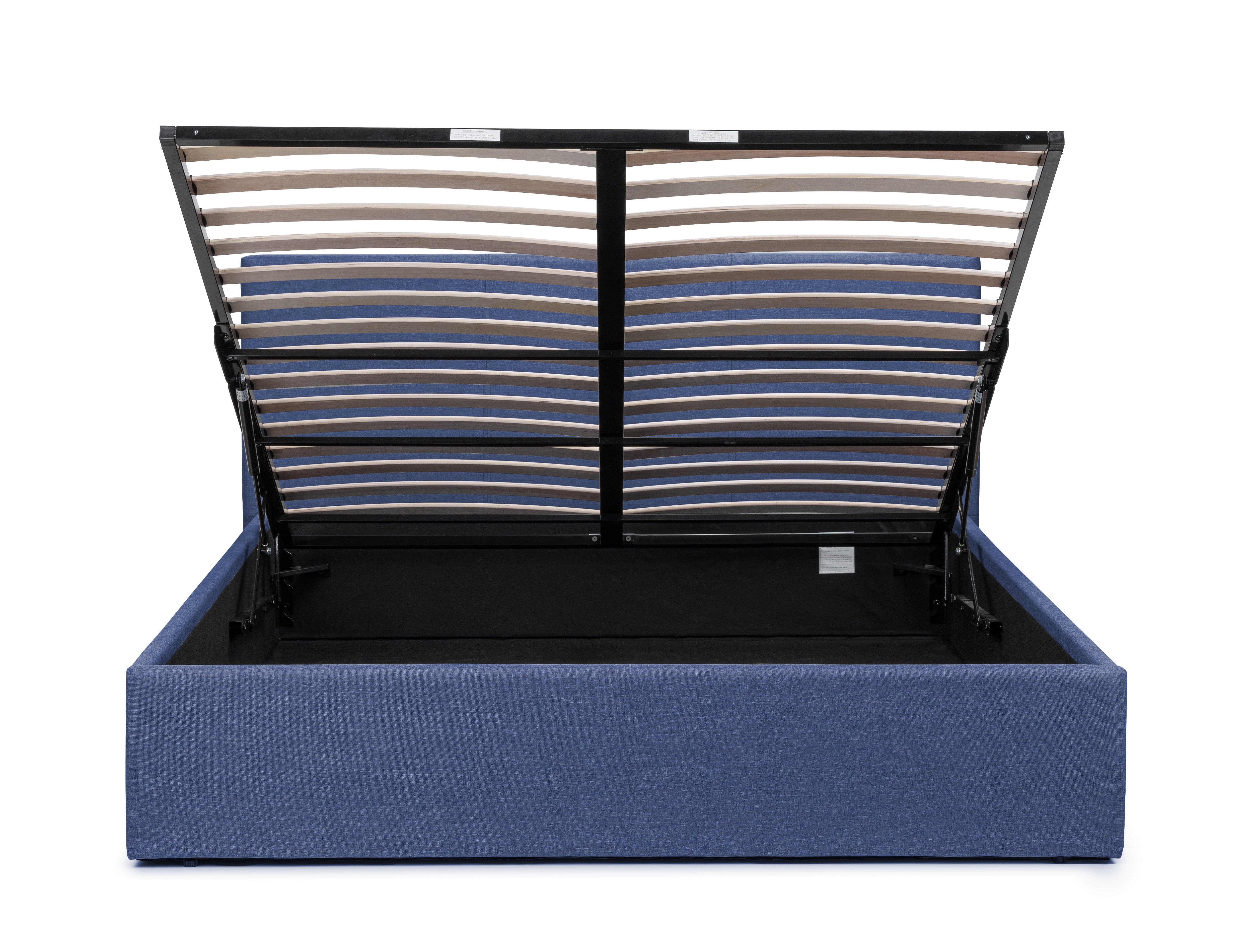 Julian Bowen Fabric Bed Rialto Lift-Up Storage Bed - Blue Linen Bed Kings