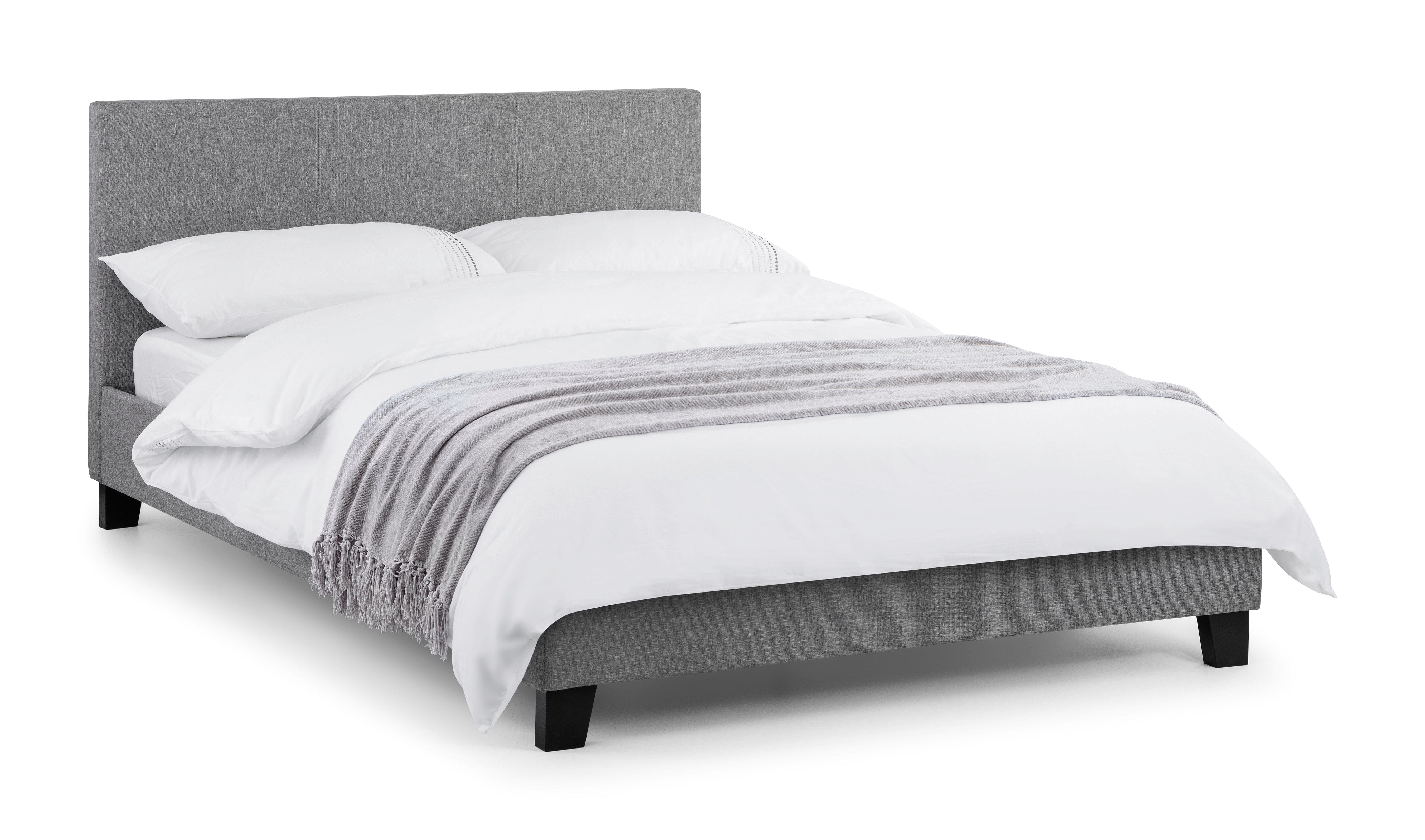 Julian Bowen Fabric Bed Rialto Light Grey Linen Bed - Grey Linen Bed Kings