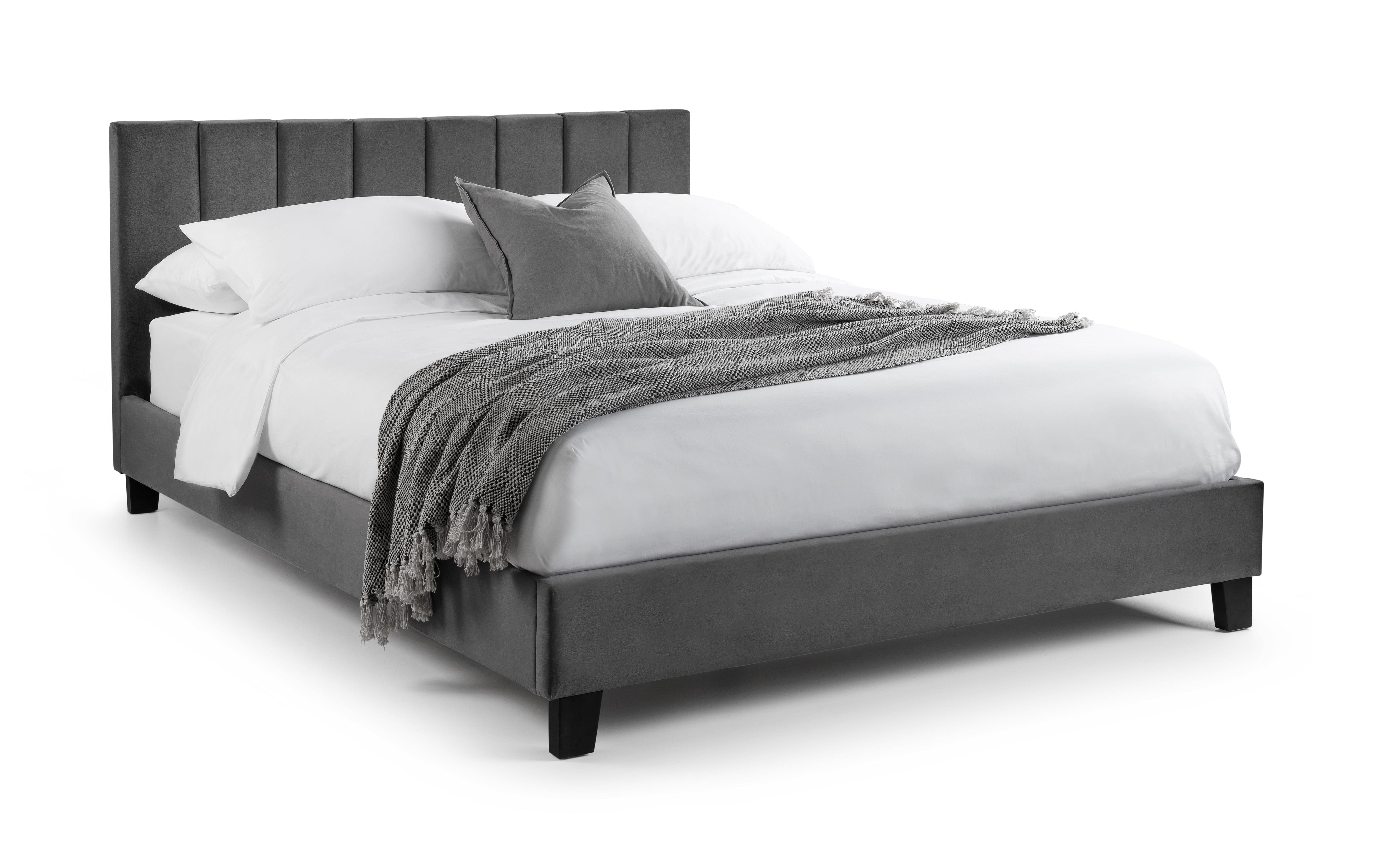 Julian Bowen Fabric Bed Rosa Velvet Bed - Grey Bed Kings