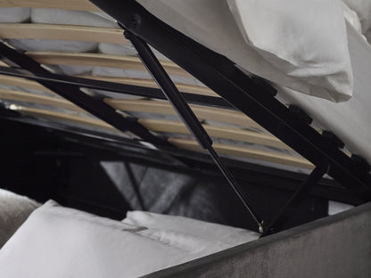 Julian Bowen Fabric Bed Shoreditch High Headboard Lift-Up Storage Bed - Slate Grey Bed Kings