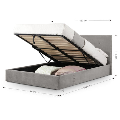 Julian Bowen Fabric Bed Shoreditch High Headboard Lift-Up Storage Bed - Slate Grey Bed Kings