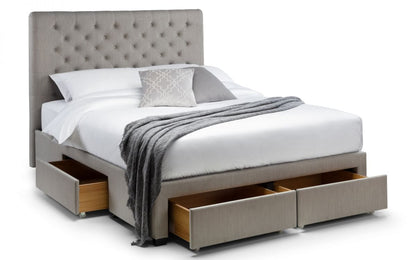 Julian Bowen Fabric Bed Wilton 4 Drawer Bed - Grey Linen Bed Kings