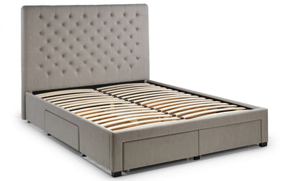 Julian Bowen Fabric Bed Wilton 4 Drawer Bed - Grey Linen Bed Kings