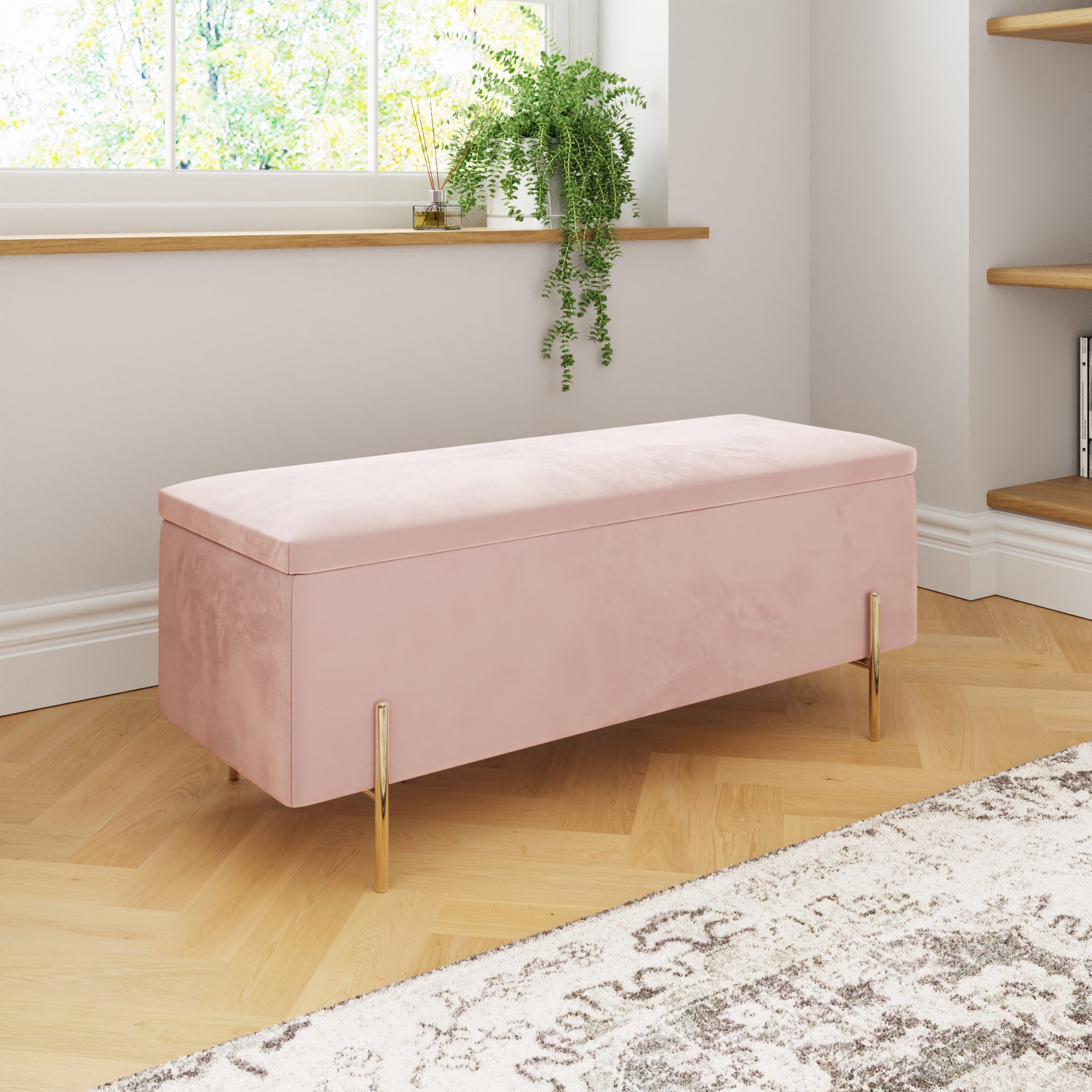 Mystica Ottoman Storage Bench Blush Pink