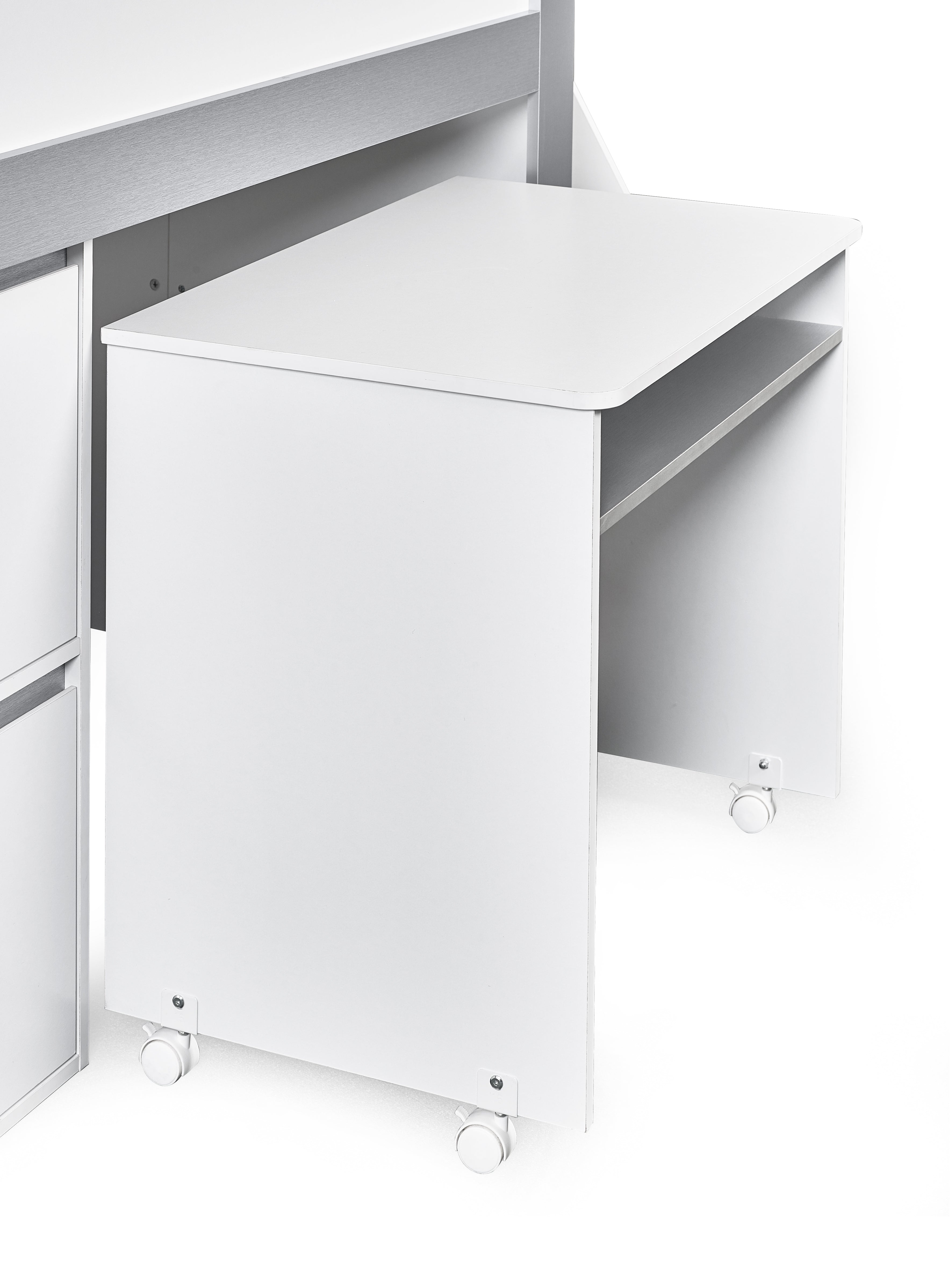 Gaia Midsleeper Bed - White and Silver