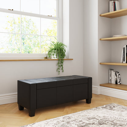 Verona Ottoman Bench Black  Pu