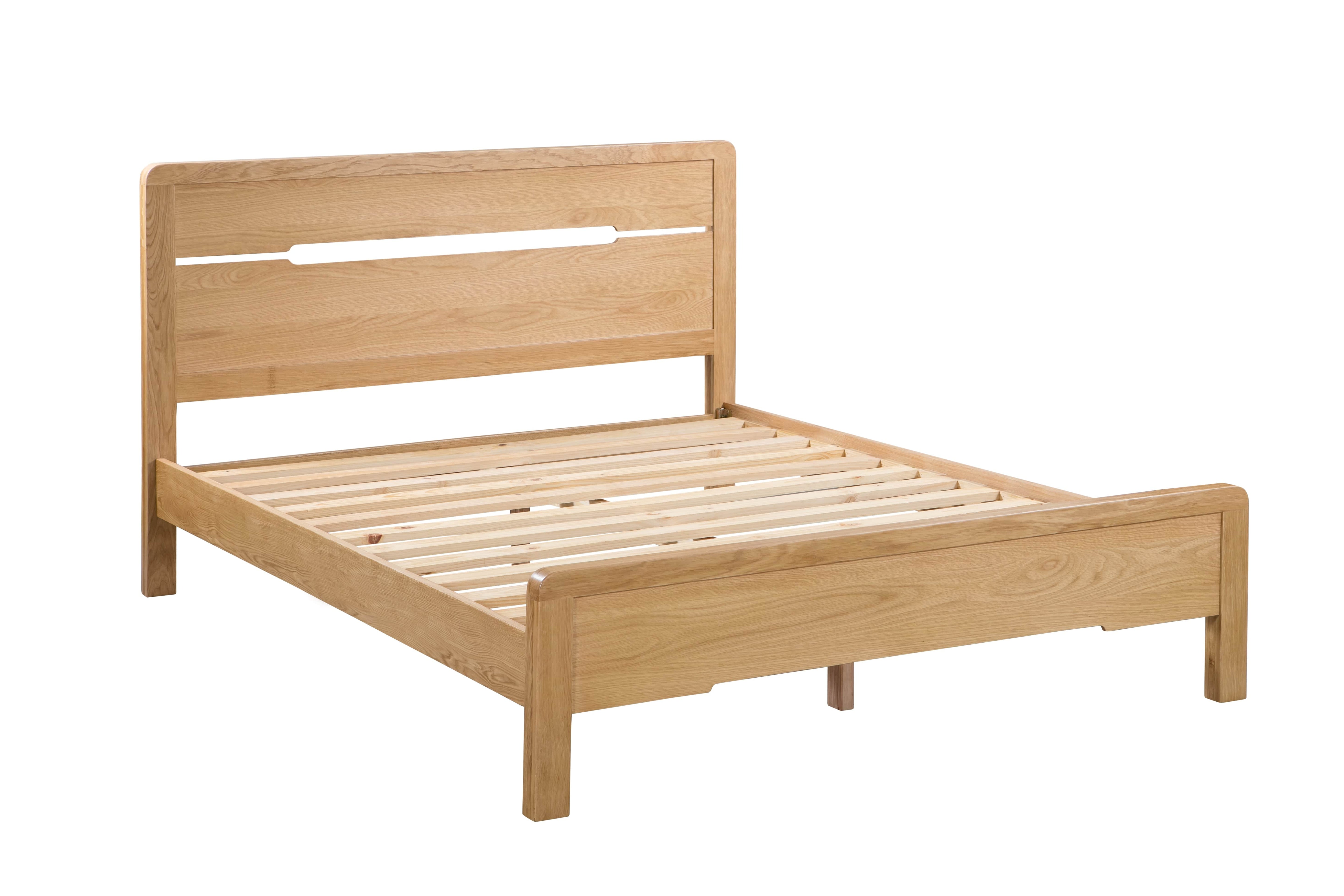 Curve Oak Wooden Bed