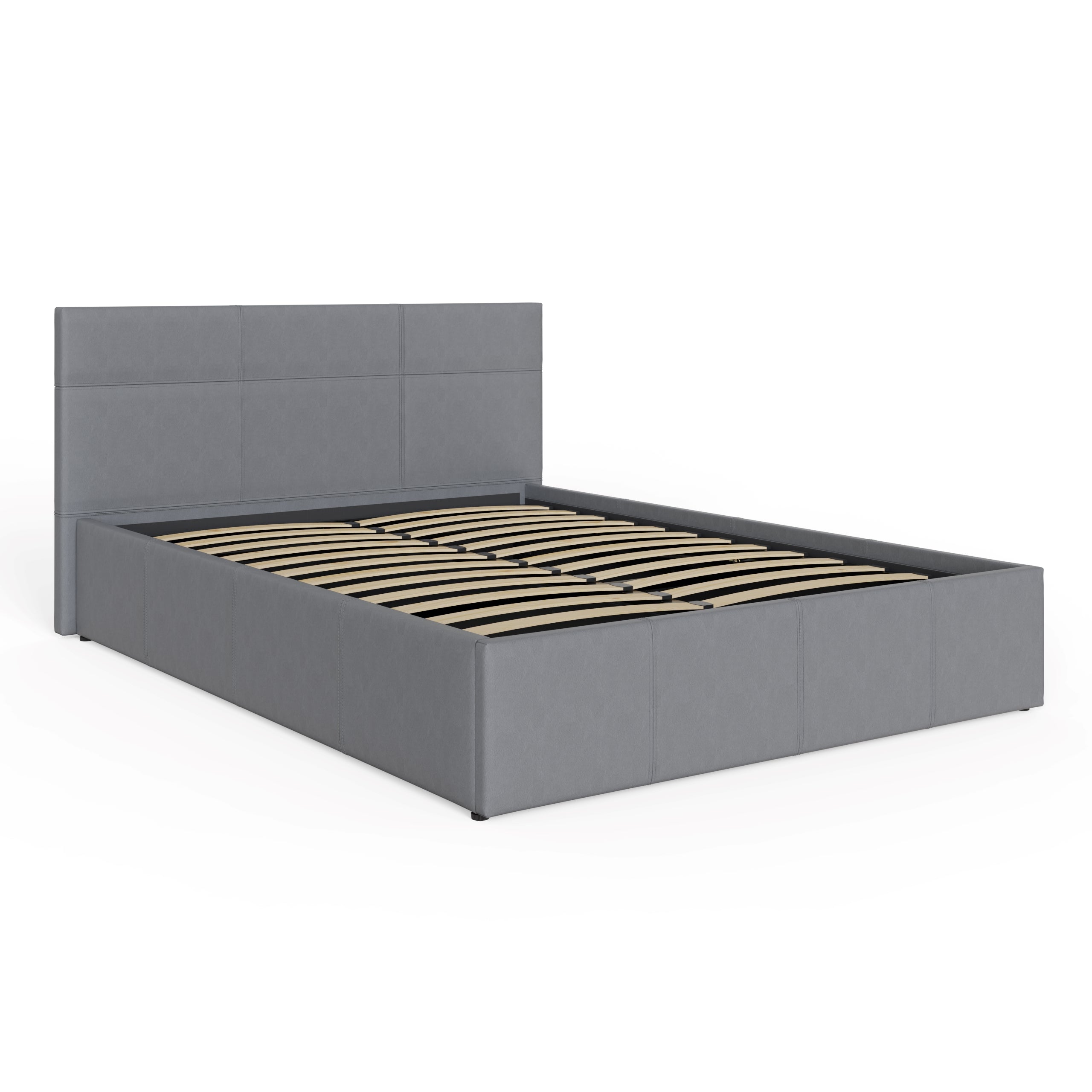 End Lift Ottoman Bed Grey Leather