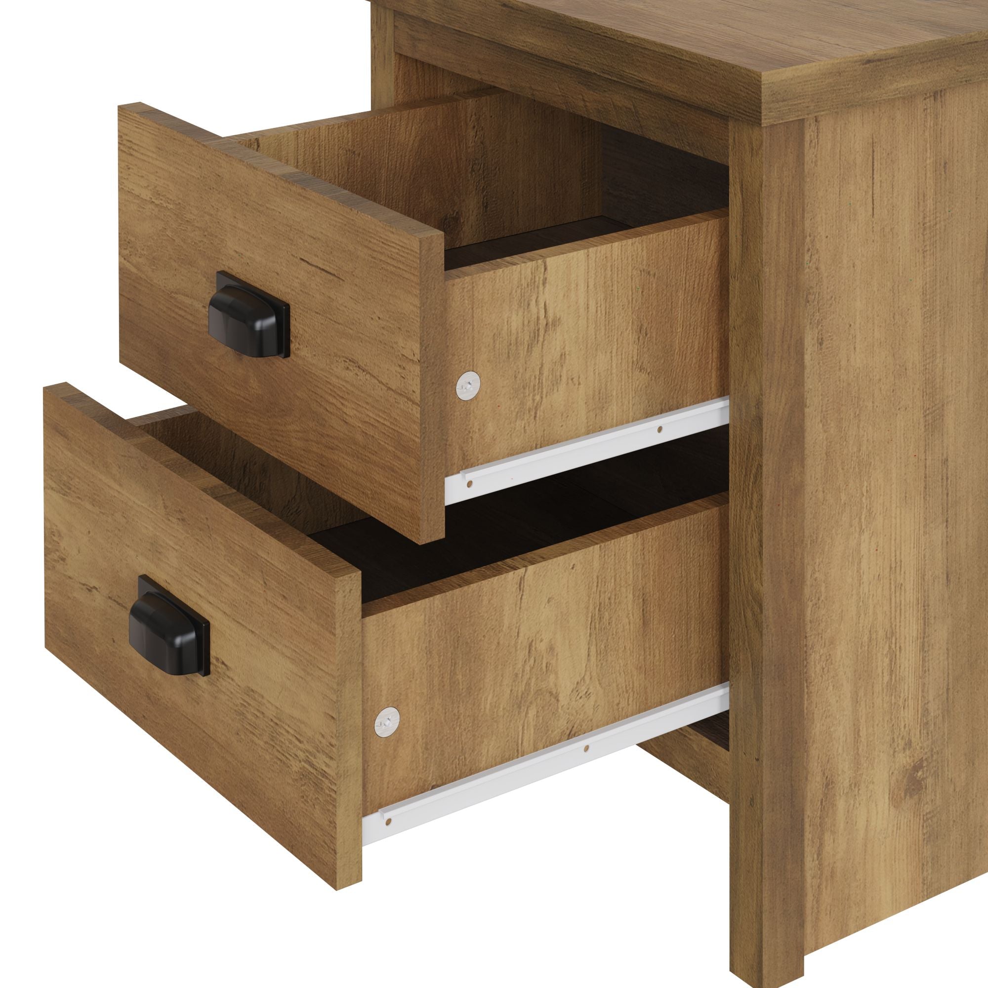 Boston 2 Drawer Bedside Table Knotty Oak