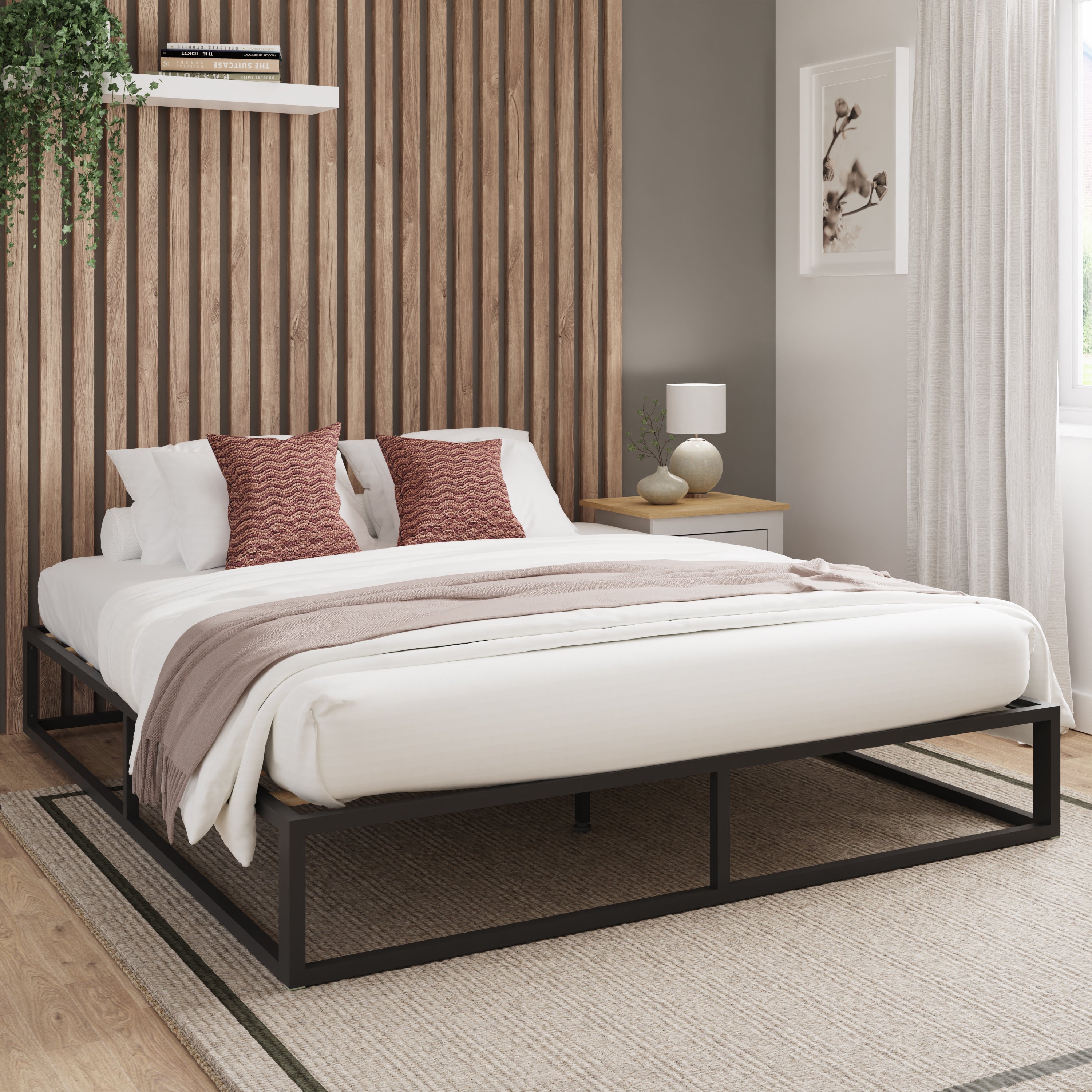 Platform Metal Bed Black