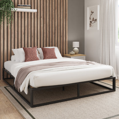 Platform Metal Bed Black
