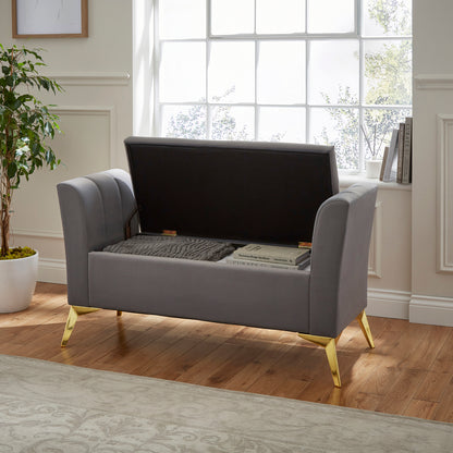 Pettine Ottoman Storage Bench Grey