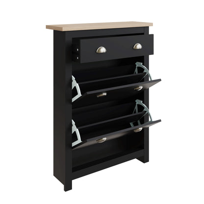 Lancaster 2Dr 1Drw Shoe Cabinet Black