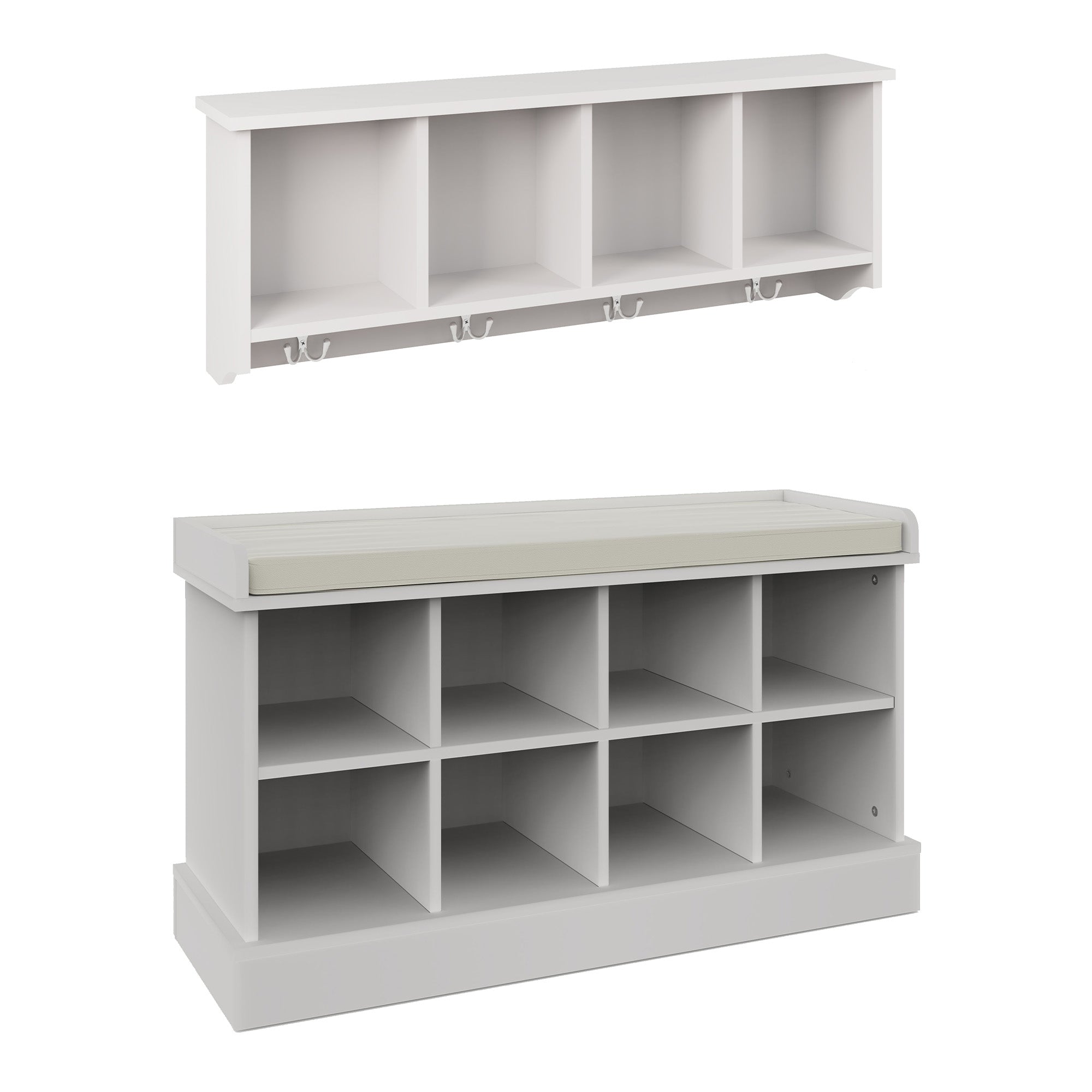 Kempton Shoe Bench + Wall Rack White