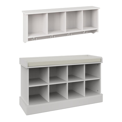 Kempton Shoe Bench + Wall Rack White