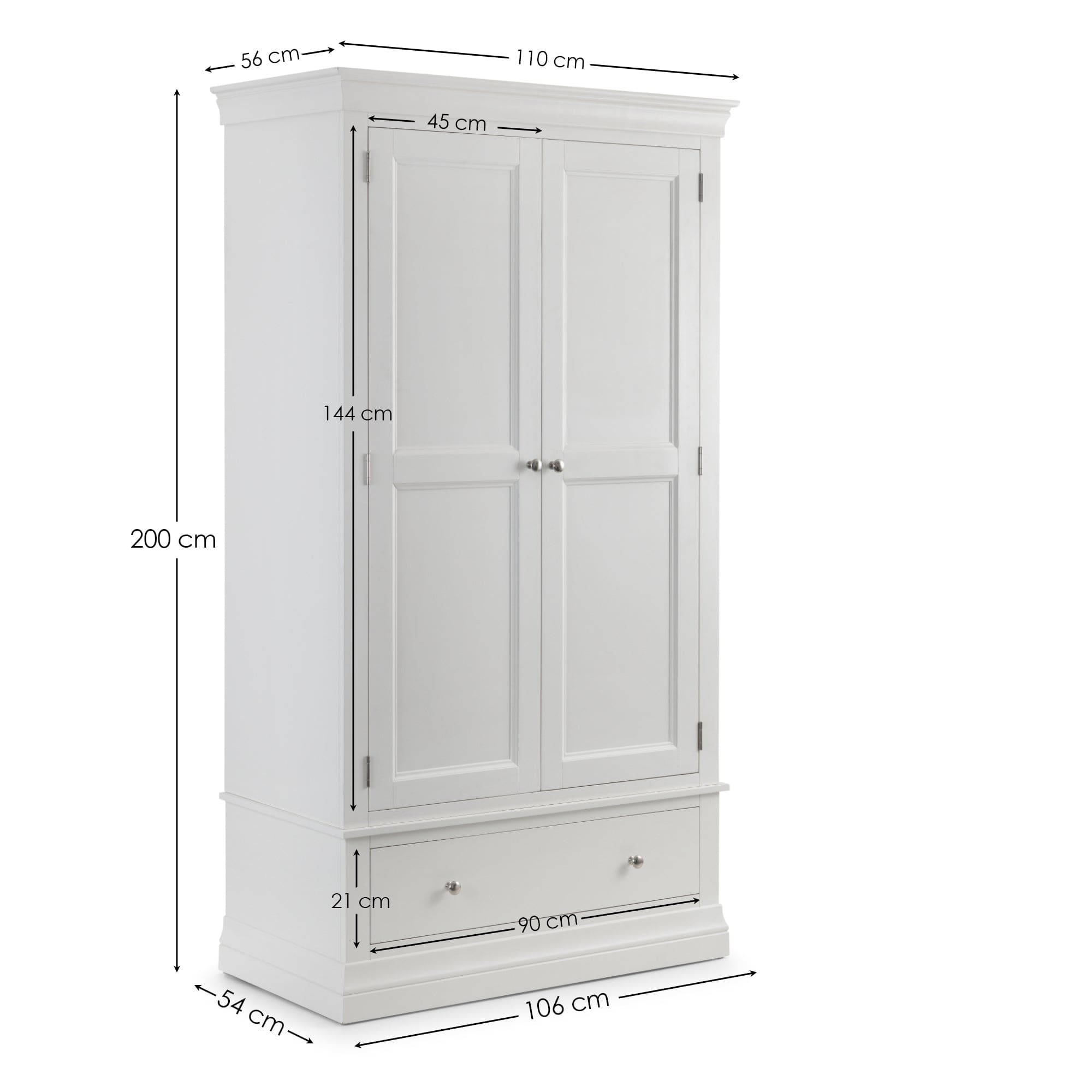 Clermont 2 Door 1 Drawer Wardrobe