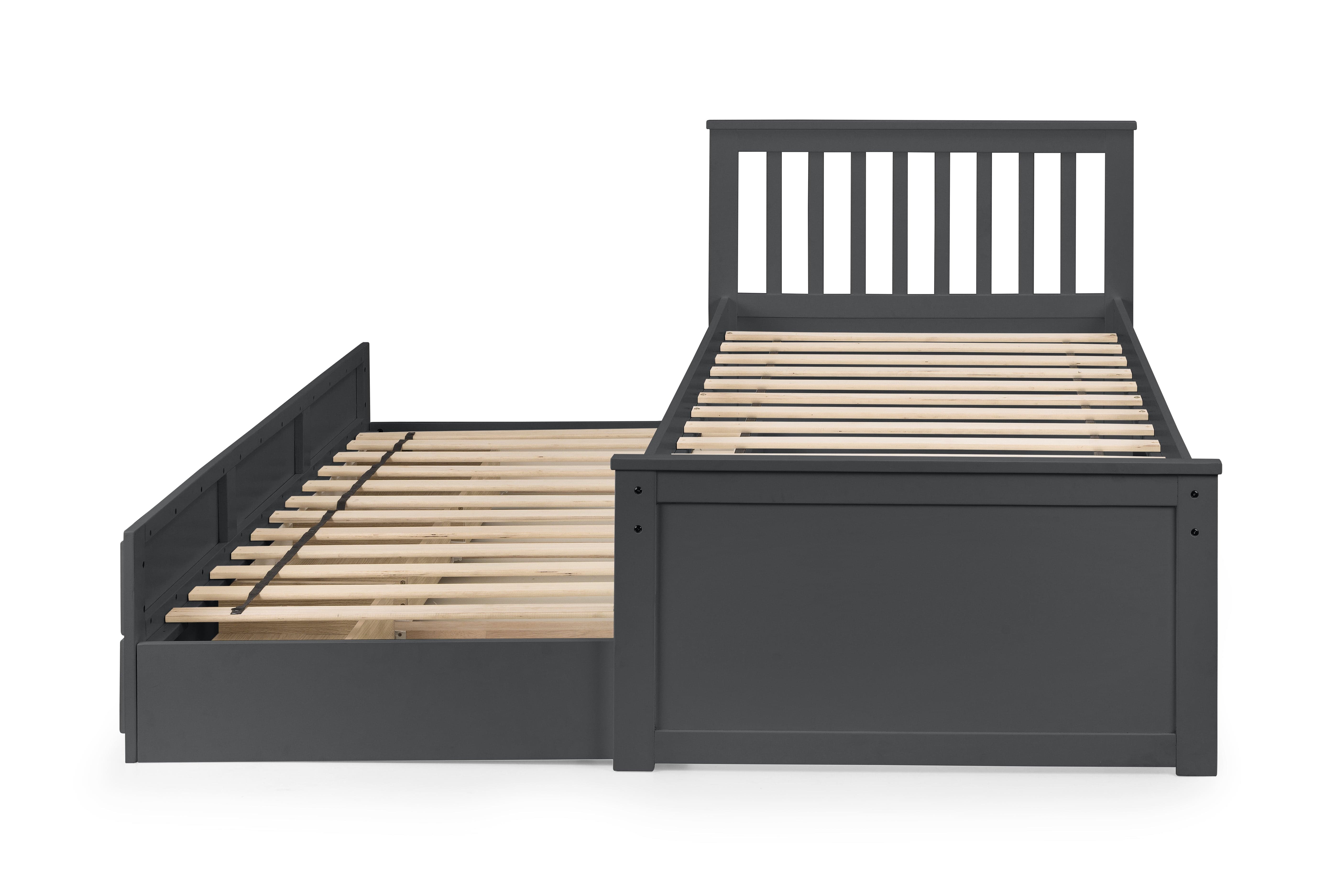 Julian Bowen Guest Bed Single 90cm 3ft Maisie Bed With Underbed And Drawers - Anthracite Bed Kings