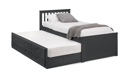 Julian Bowen Guest Bed Single 90cm 3ft Maisie Bed With Underbed And Drawers - Anthracite Bed Kings