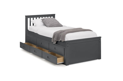 Julian Bowen Guest Bed Single 90cm 3ft Maisie Bed With Underbed And Drawers - Anthracite Bed Kings