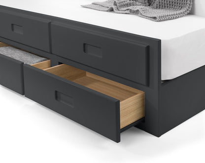 Julian Bowen Guest Bed Single 90cm 3ft Maisie Bed With Underbed And Drawers - Anthracite Bed Kings