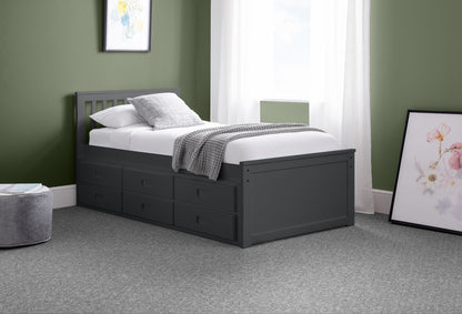 Julian Bowen Guest Bed Single 90cm 3ft Maisie Bed With Underbed And Drawers - Anthracite Bed Kings