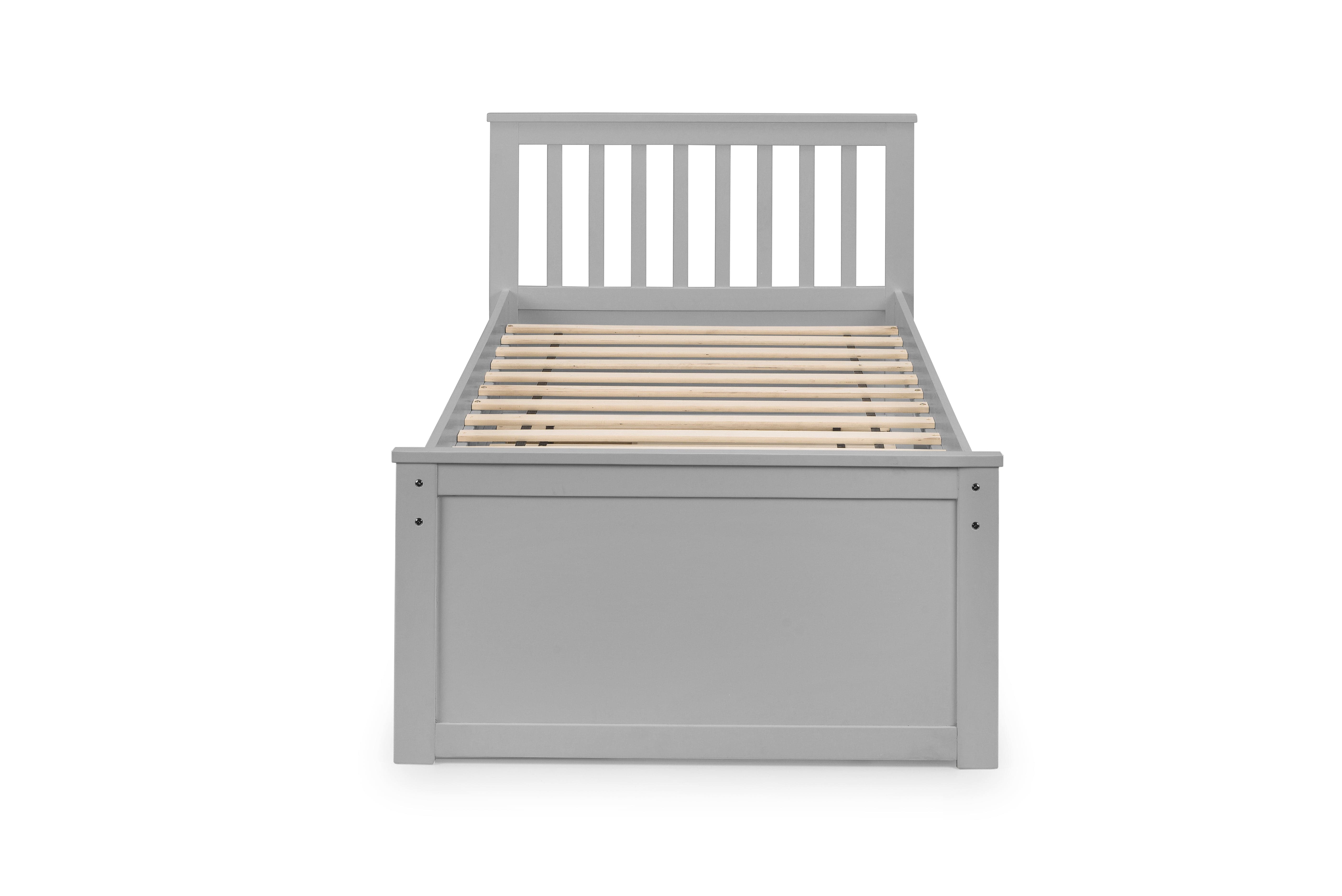 Julian Bowen Guest Bed Single 90cm 3ft Maisie Bed With Underbed And Drawers - Light Grey Bed Kings