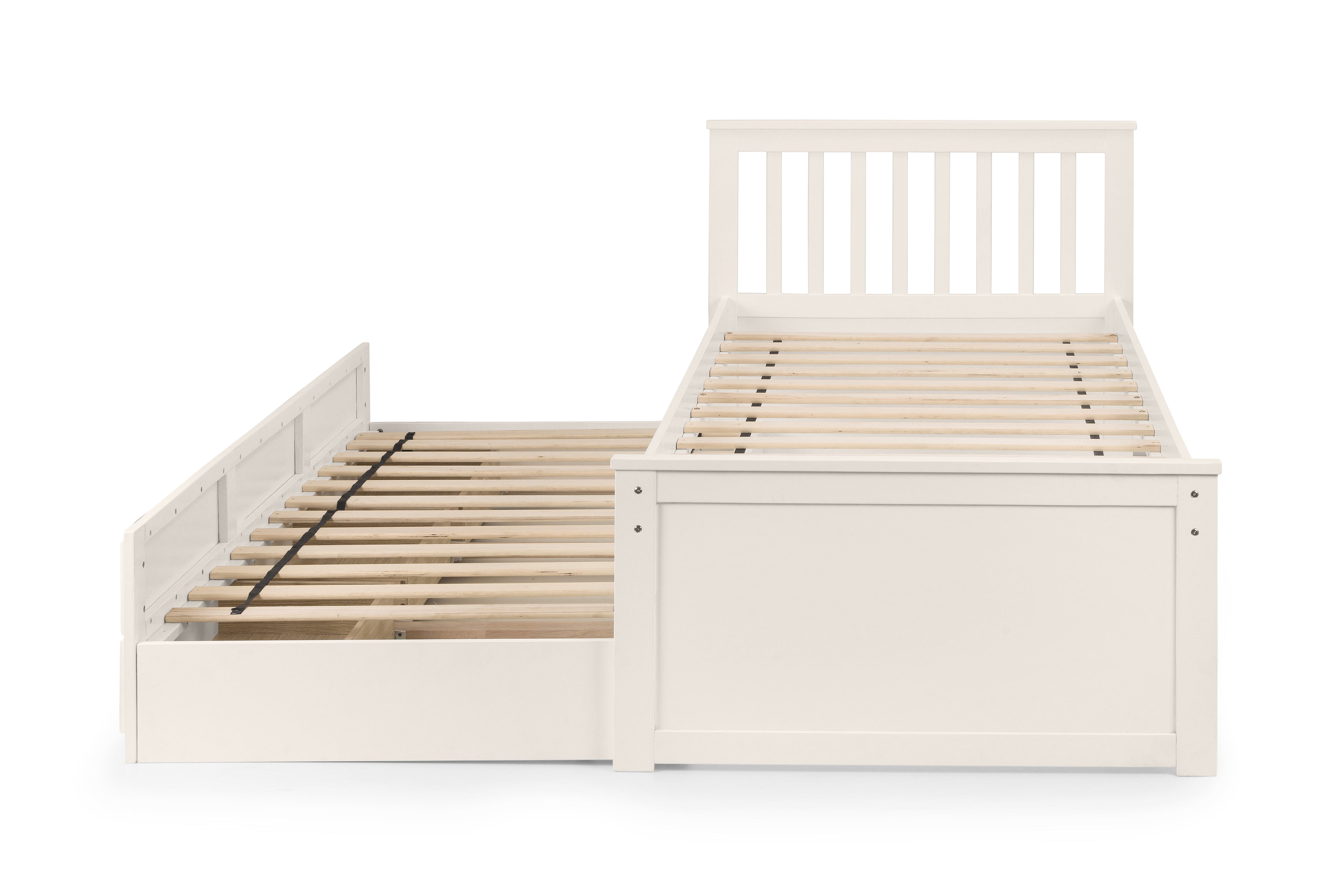 Julian Bowen Guest Bed Single 90cm 3ft Maisie Bed With Underbed And Drawers - Surf White Bed Kings