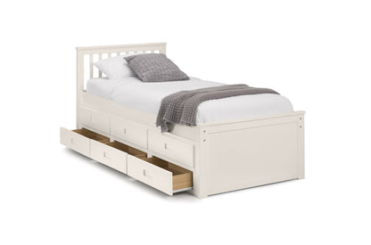 Julian Bowen Guest Bed Single 90cm 3ft Maisie Bed With Underbed And Drawers - Surf White Bed Kings