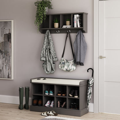 Kempton Shoe Bench + Wall Rack Grey