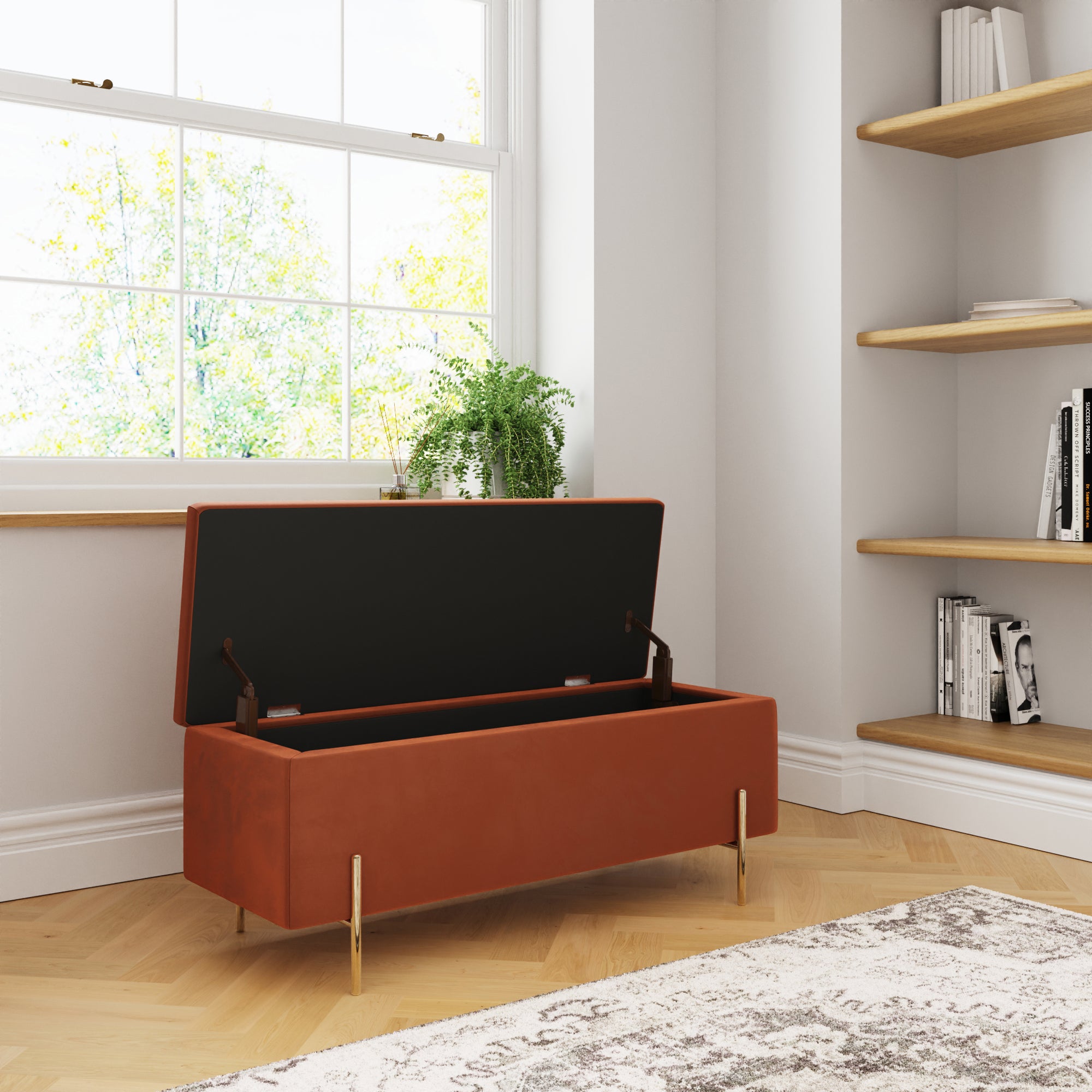 Mystica Ottoman Storage Bench Russet