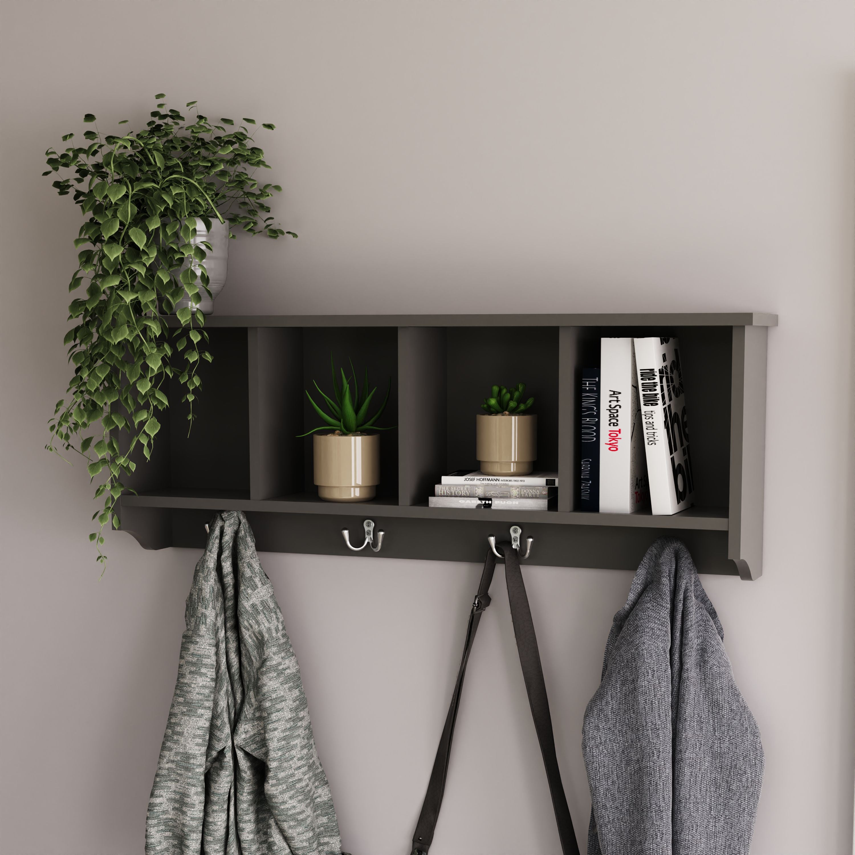 Kempton Shoe Bench + Wall Rack Grey