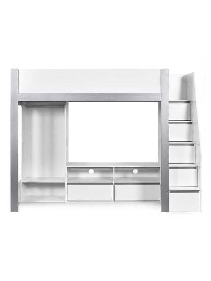 Gaia Highsleeper TV Bed - White and Silver