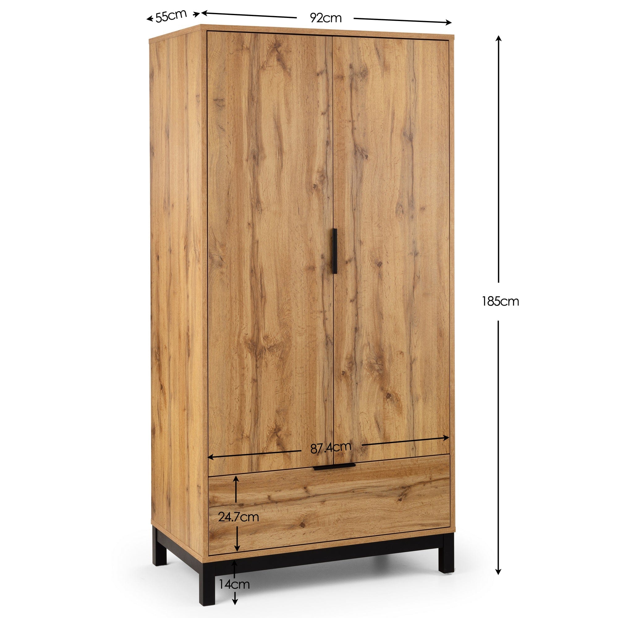 Bali 2 Door 1 Drawer Wardrobe