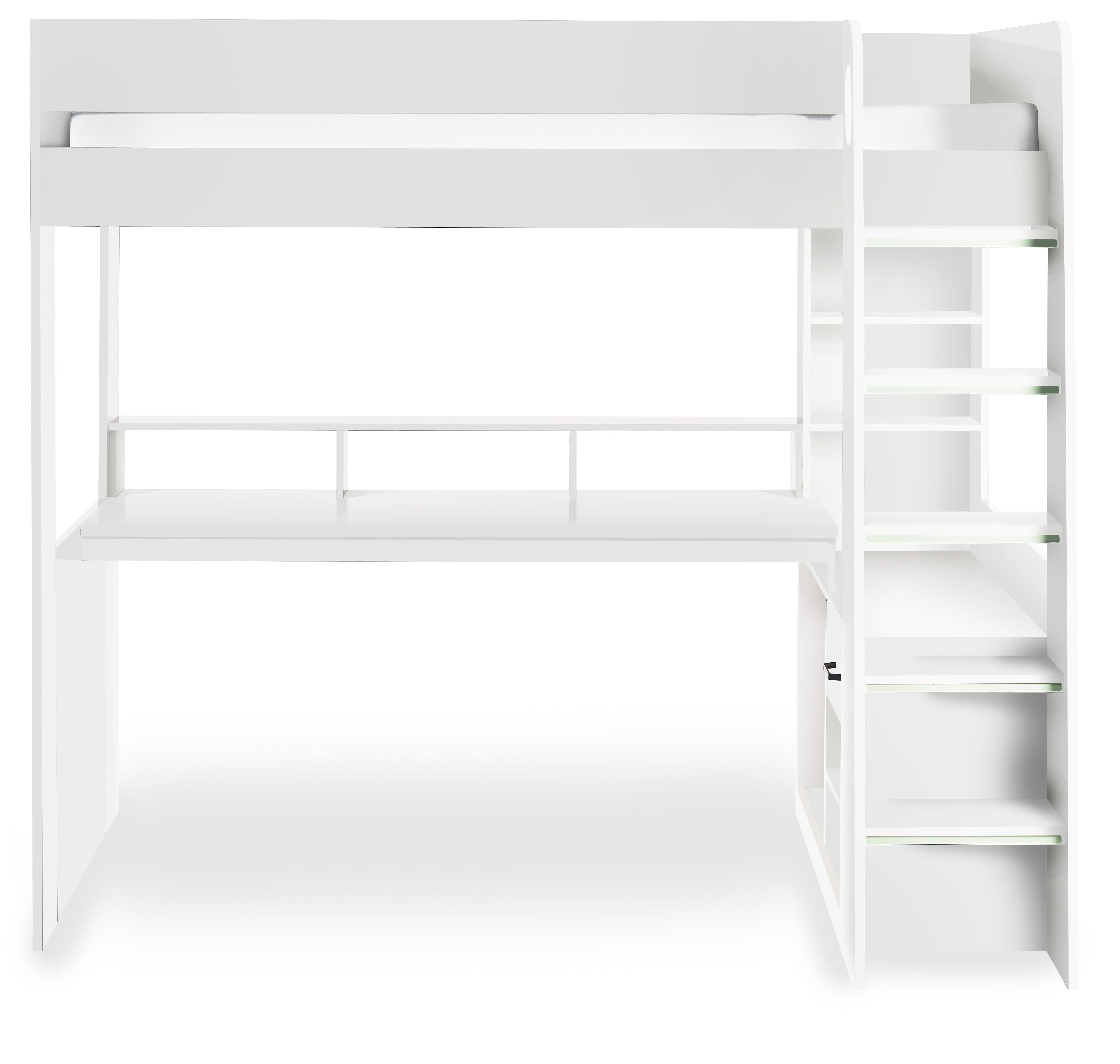 Julian Bowen High Sleeper Bed Single 90cm 3ft Blaze Gaming Highsleeper  Bed - All White Bed Kings